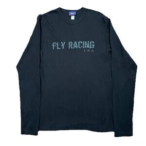 Fly Racing USA Long Sleeve Shirt Black Y2K Made USA Size M